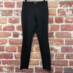 Max Studio Pants Women's S Black Gray Plaid Pull On Stretchy Slim Career Casual